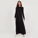 Solid Maxi A-line Dress with Crew Neck and Long Sleeves-Dresses-thumbnail-0