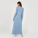 Solid Maxi A-line Dress with Crew Neck and Long Sleeves-Dresses-thumbnailMobile-3