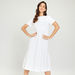 Solid Midi A-line Dress with Tiers and Short Sleeves-Dresses-thumbnail-0