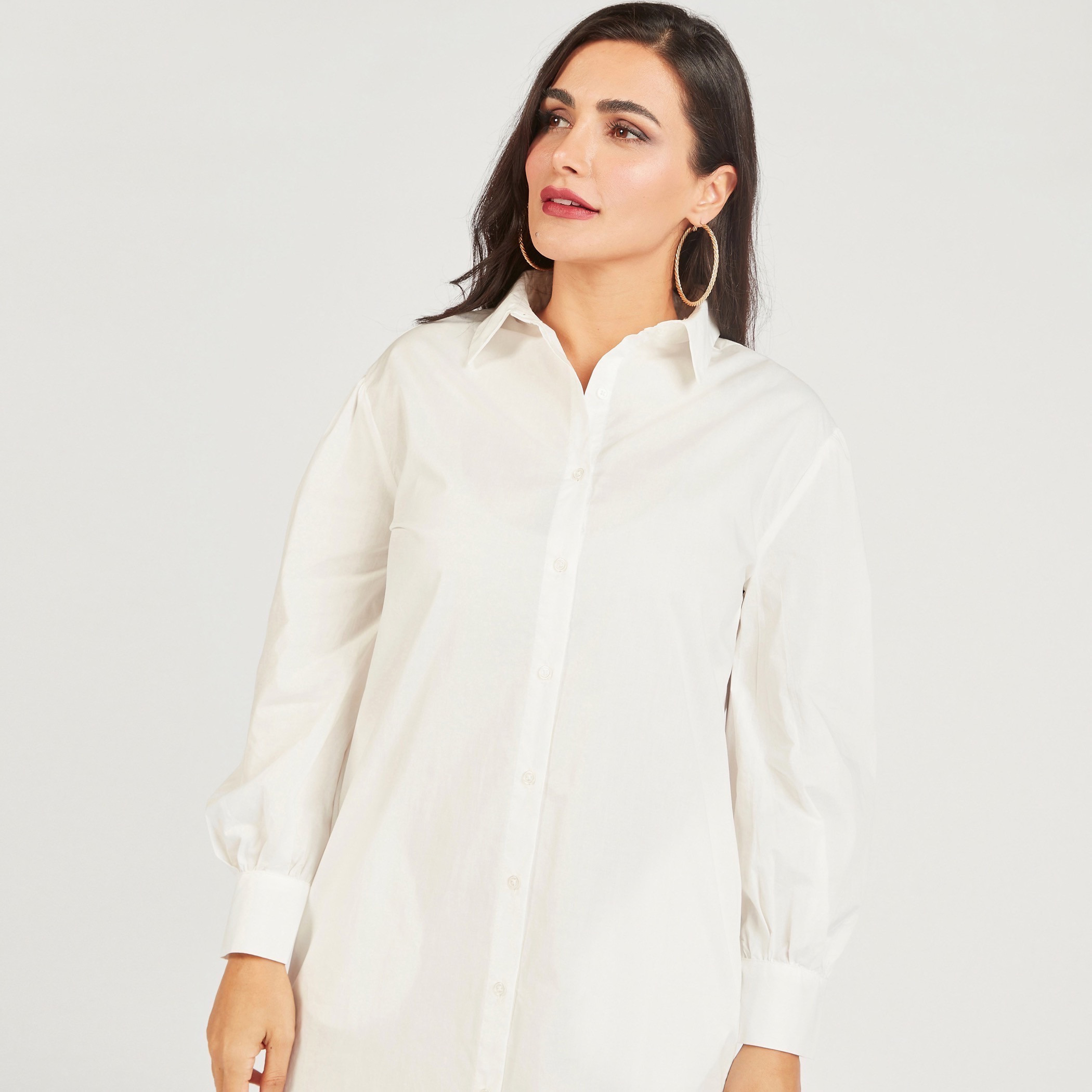 فستان قميص سادة بأكمام طويلة وجيوب-women-clothing-dresses-image-21