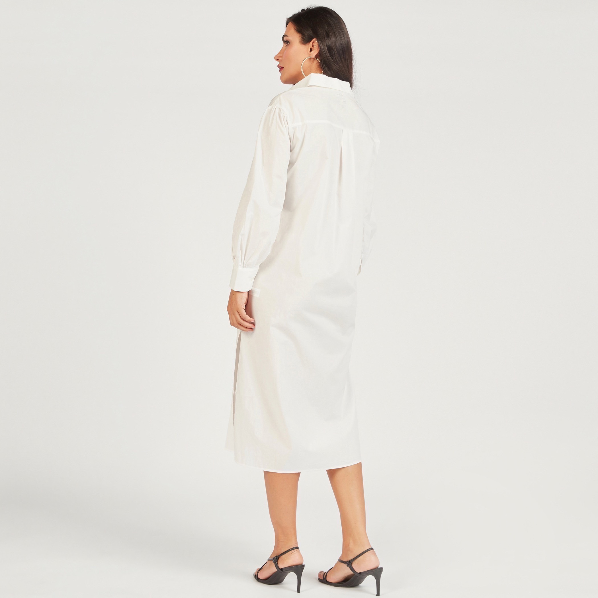 فستان قميص سادة بأكمام طويلة وجيوب-women-clothing-dresses-image-23