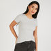 Textured Round Neck T-shirt with Short Sleeves-T Shirts-thumbnailMobile-2