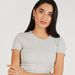 Textured Round Neck T-shirt with Short Sleeves-T Shirts-thumbnail-4