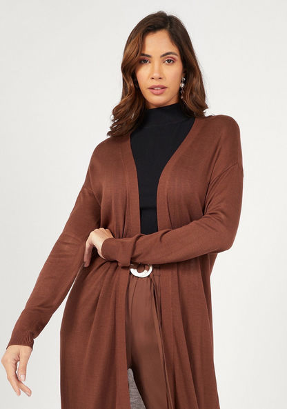 Solid Open Front Shrug with Long Sleeves-Cardigans-image-1