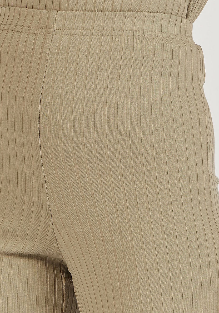 Textured Mid-Rise Pants with Elasticated Waistband-Pants-image-2
