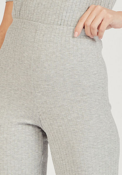 Textured Mid-Rise Pants with Elasticated Waistband-Pants-image-2