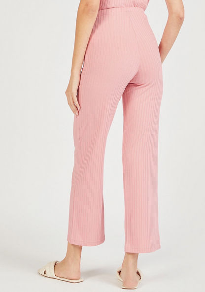 Textured Mid-Rise Pants with Elasticated Waistband-Pants-image-3