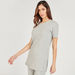 Textured Longline T-shirt with Crew Neck and Short Sleeves-T Shirts-thumbnailMobile-4