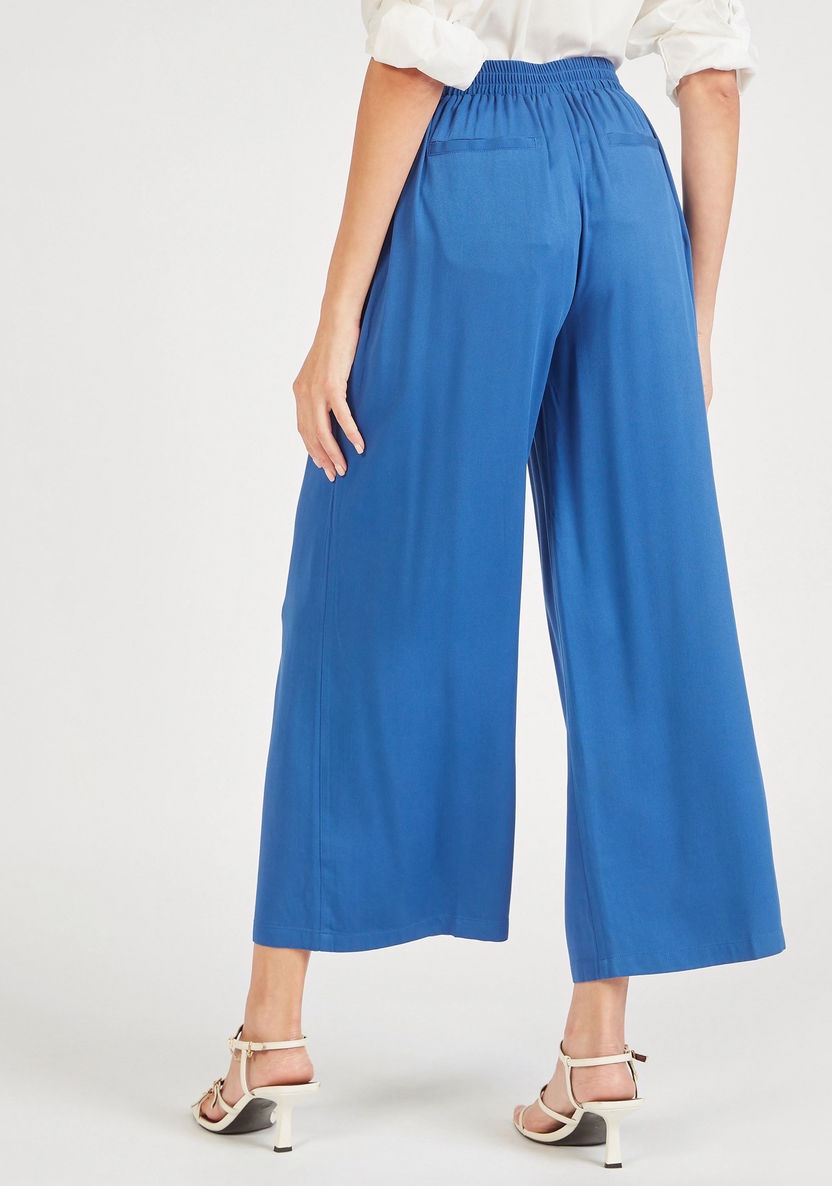 Solid Palazzo Pants with Tie-Up Detail and Pockets-Pants-image-3