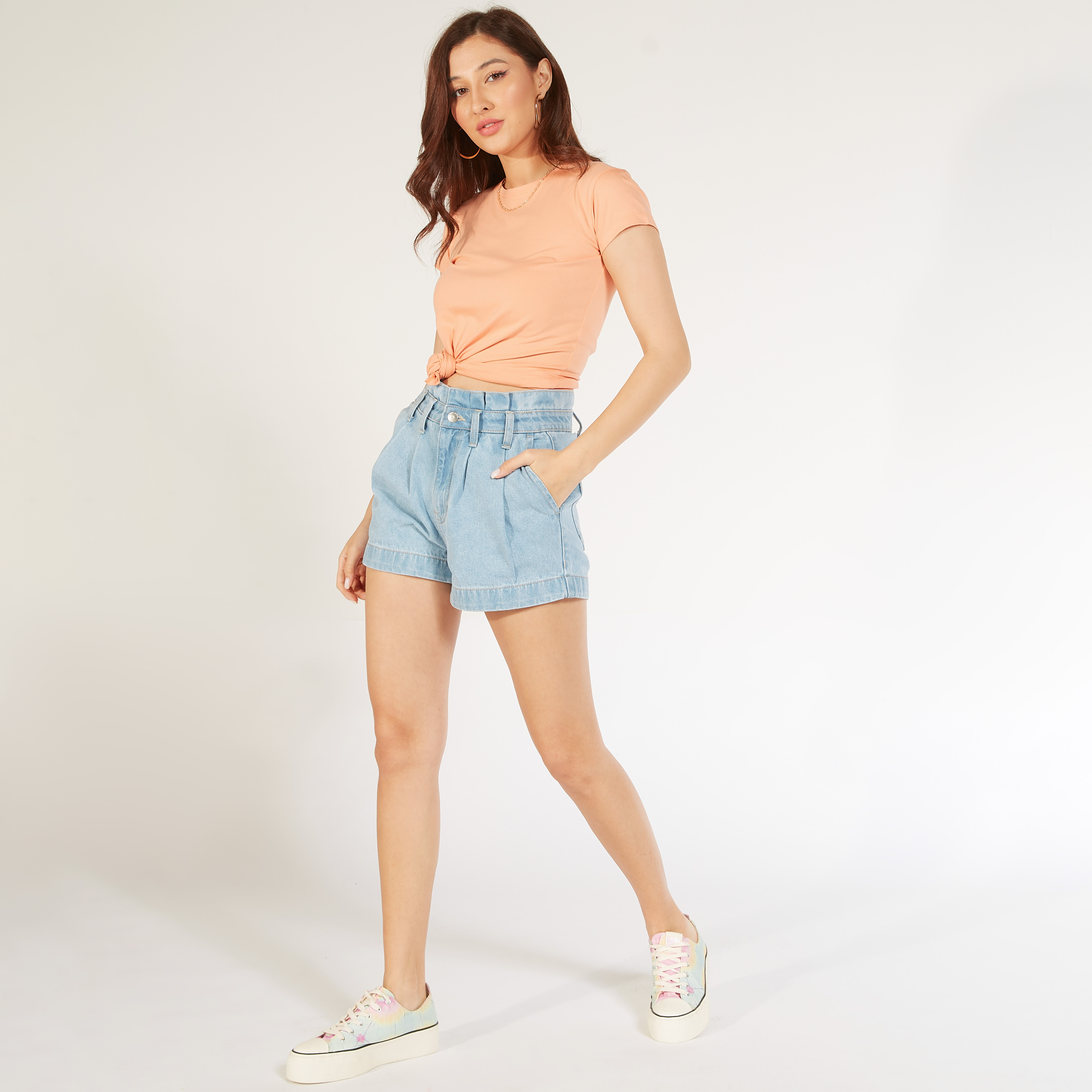 تيشيرت سادة بياقة ضيّقة وأكمام قصيرة-women-clothing-tshirts-image-2