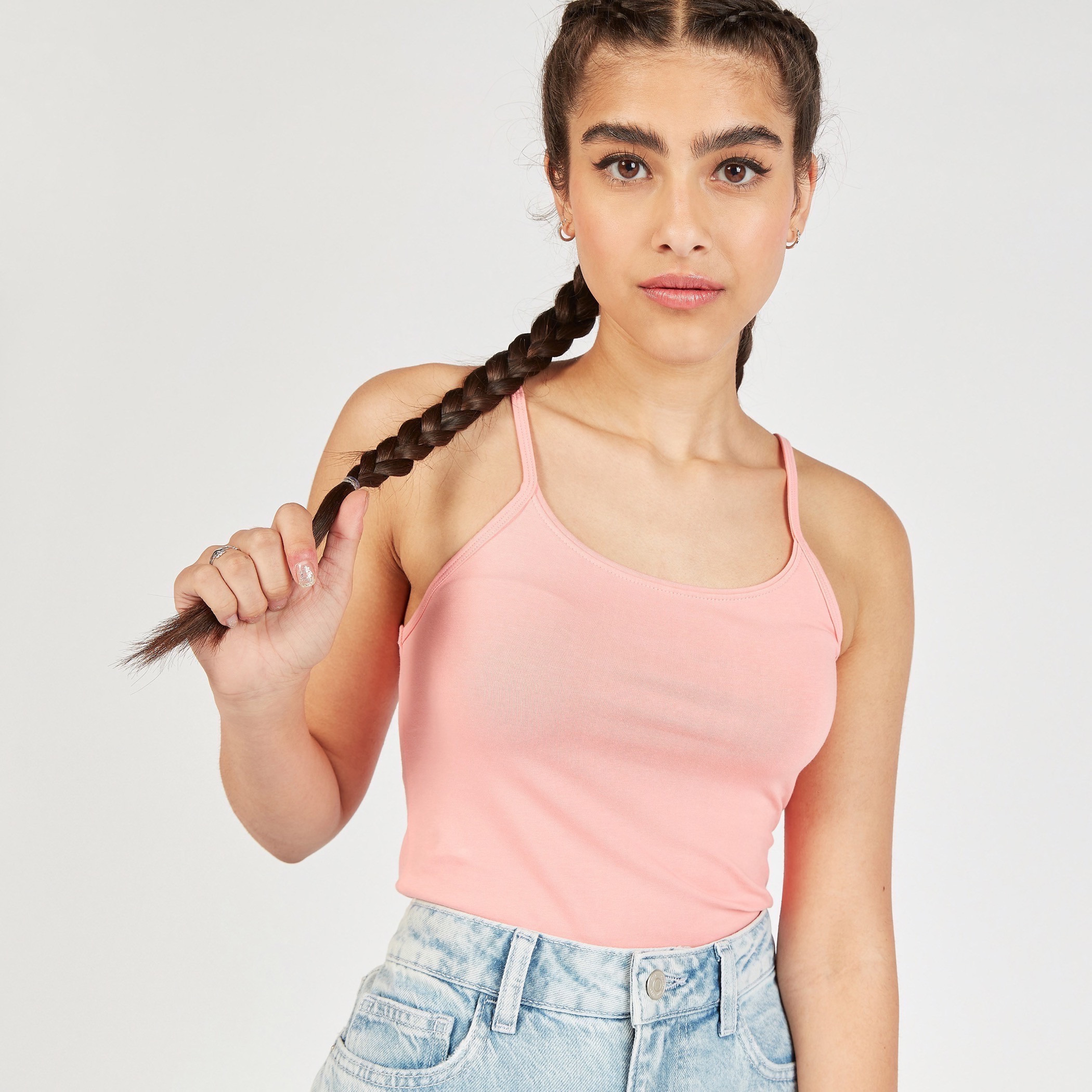 فيست سادة بياقة عميقة وأحزمة رفيعة-women-clothing-tshirts-image-5