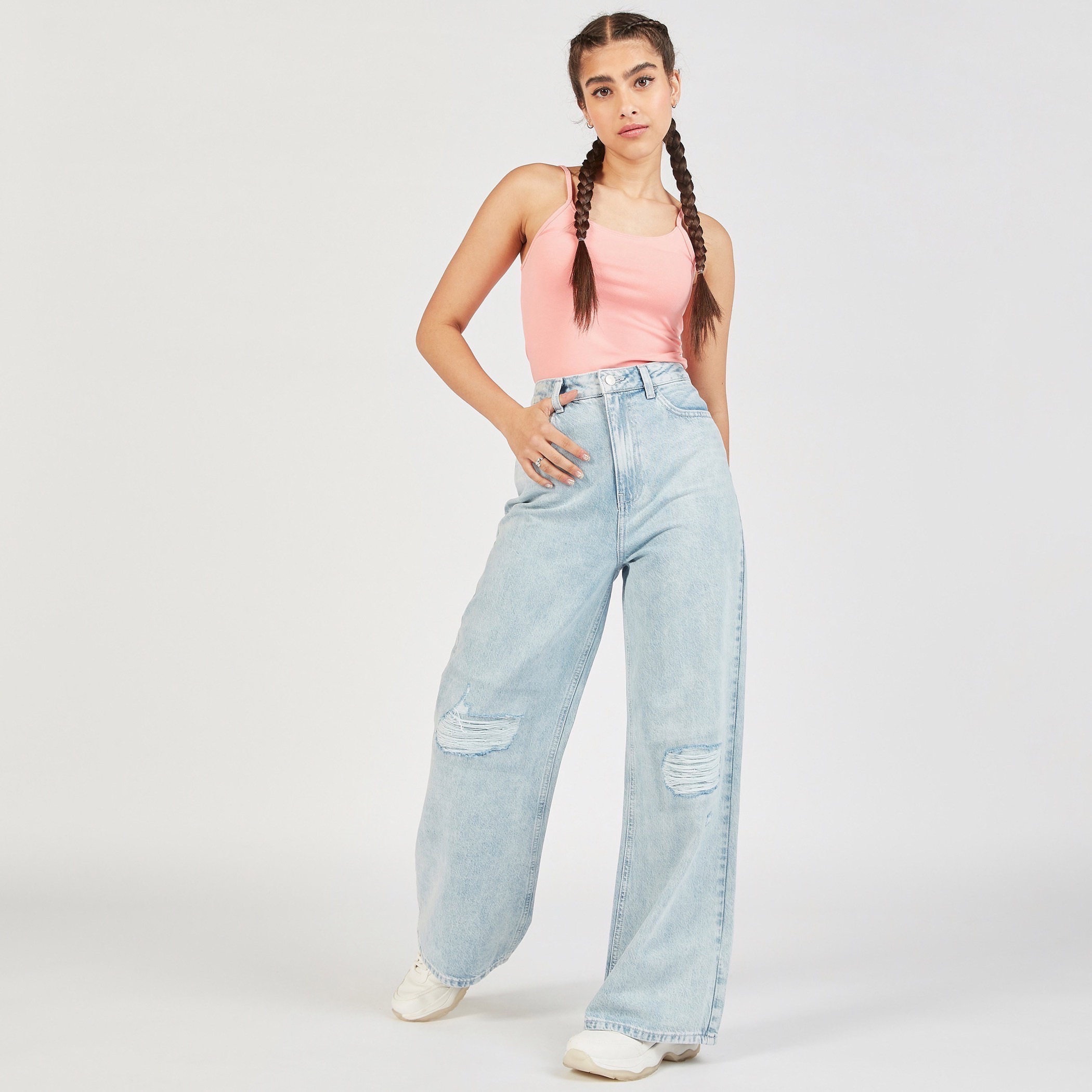 فيست سادة بياقة عميقة وأحزمة رفيعة-women-clothing-tshirts-image-6