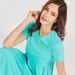 Solid Tiered Dress with Crew Neck and Short Sleeves-Dresses-thumbnailMobile-4