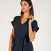Solid Midi Dress with Button Closure and Tie-Up Detail-Dresses-thumbnailMobile-1