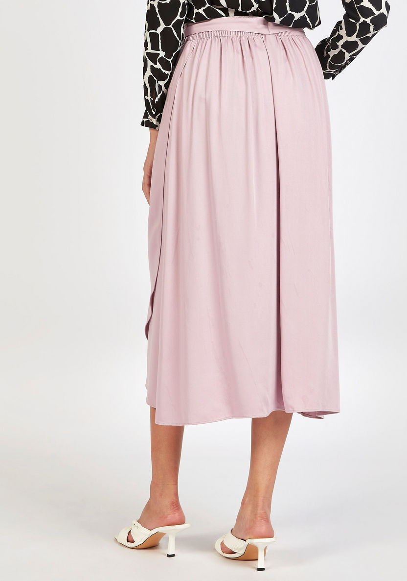 Solid Midi Wrap Skirt with Tie-Up Belt-Skirts-image-3