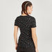 Ribbed Floral Print Round Neck T-shirt with Short Sleeves-T Shirts-thumbnailMobile-3