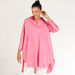 Solid High Low Shirt Tunic with Button Closure and Long Sleeves-Shirts & Blouses-thumbnailMobile-0