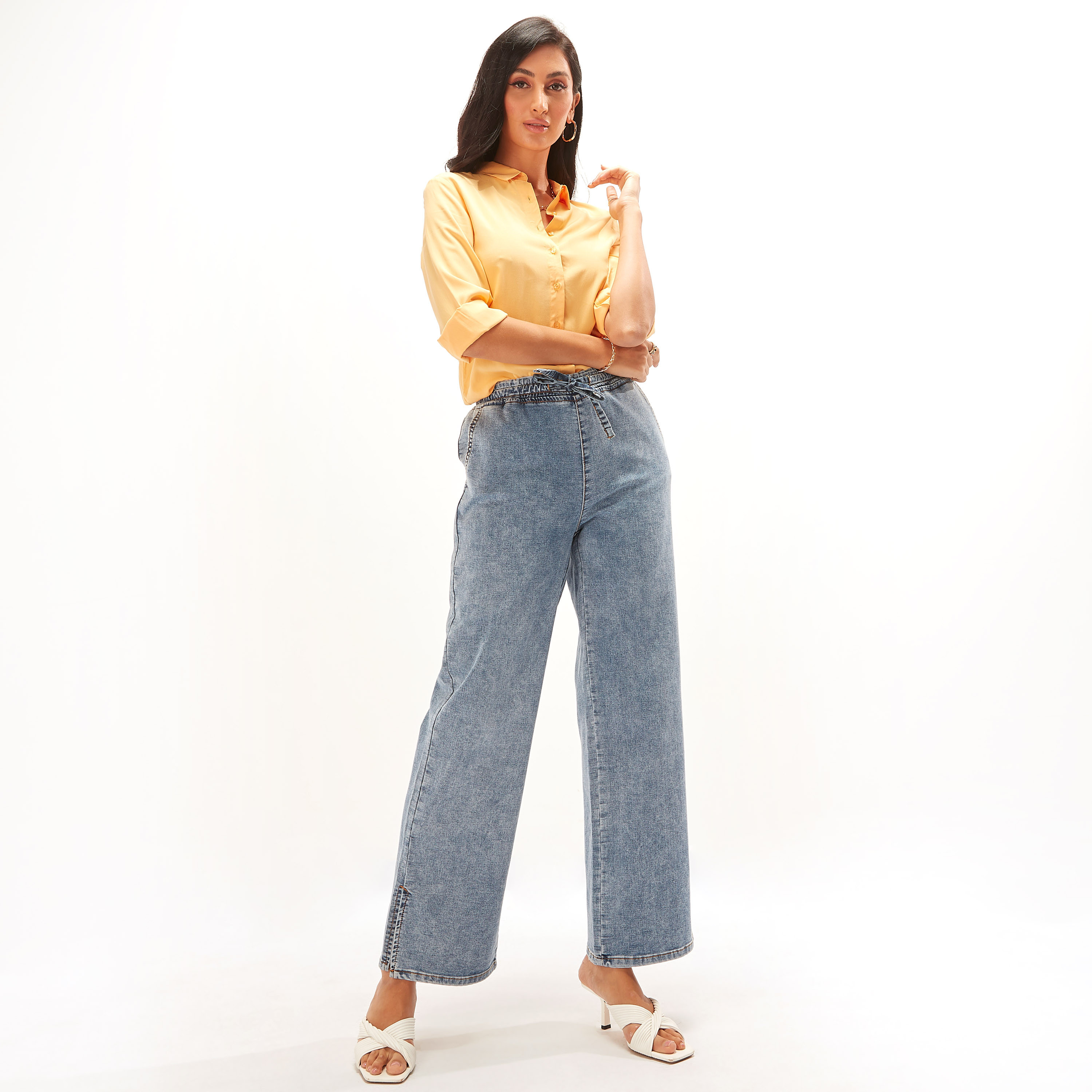 قميص سادة بأكمام طويلة وزر إغلاق-women-clothing-shirtsandblouses-shirts-image-13