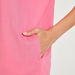 Solid Mini Crew Neck T-shirt Dress with Short Sleeves and Pockets-Dresses-thumbnailMobile-3