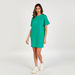 Solid Mini Crew Neck T-shirt Dress with Short Sleeves and Pockets-Dresses-thumbnail-1