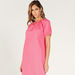 Solid Midi Dress with Neck Tie-Up and Short Sleeves-Dresses-thumbnailMobile-1