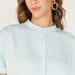 Solid Shirt with Mandarin Collar and Short Sleeves-Shirts and Blouses-thumbnailMobile-2