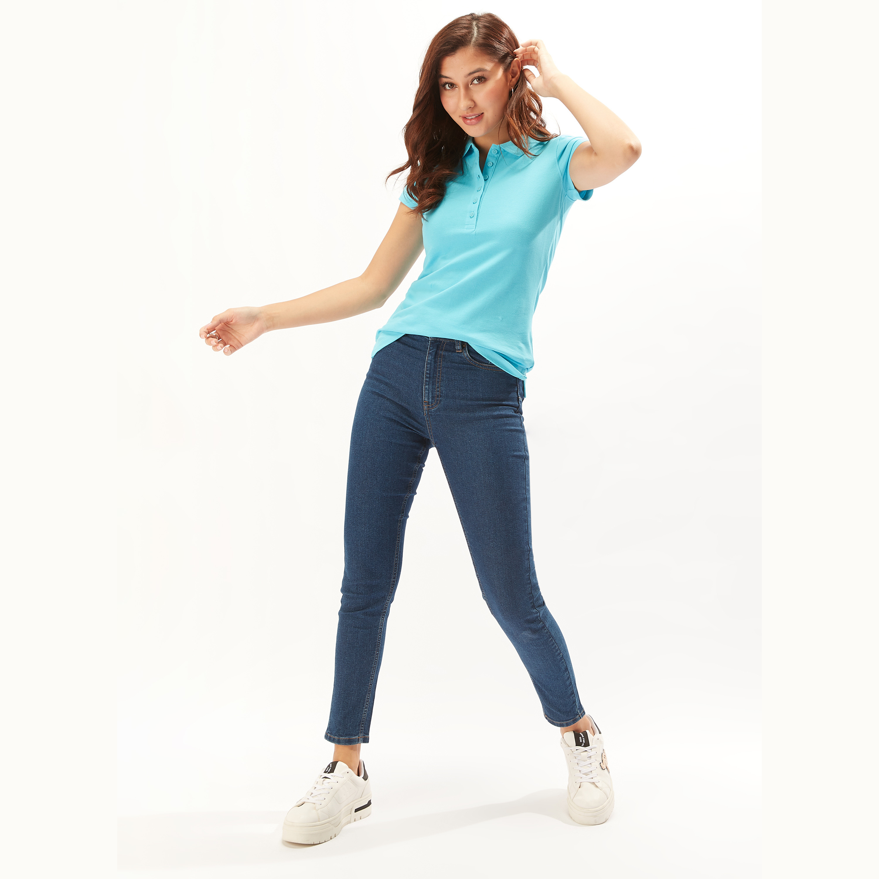 تيشيرت بولو سادة بأكمام قصيرة وأزرار-women-clothing-tshirts-image-11