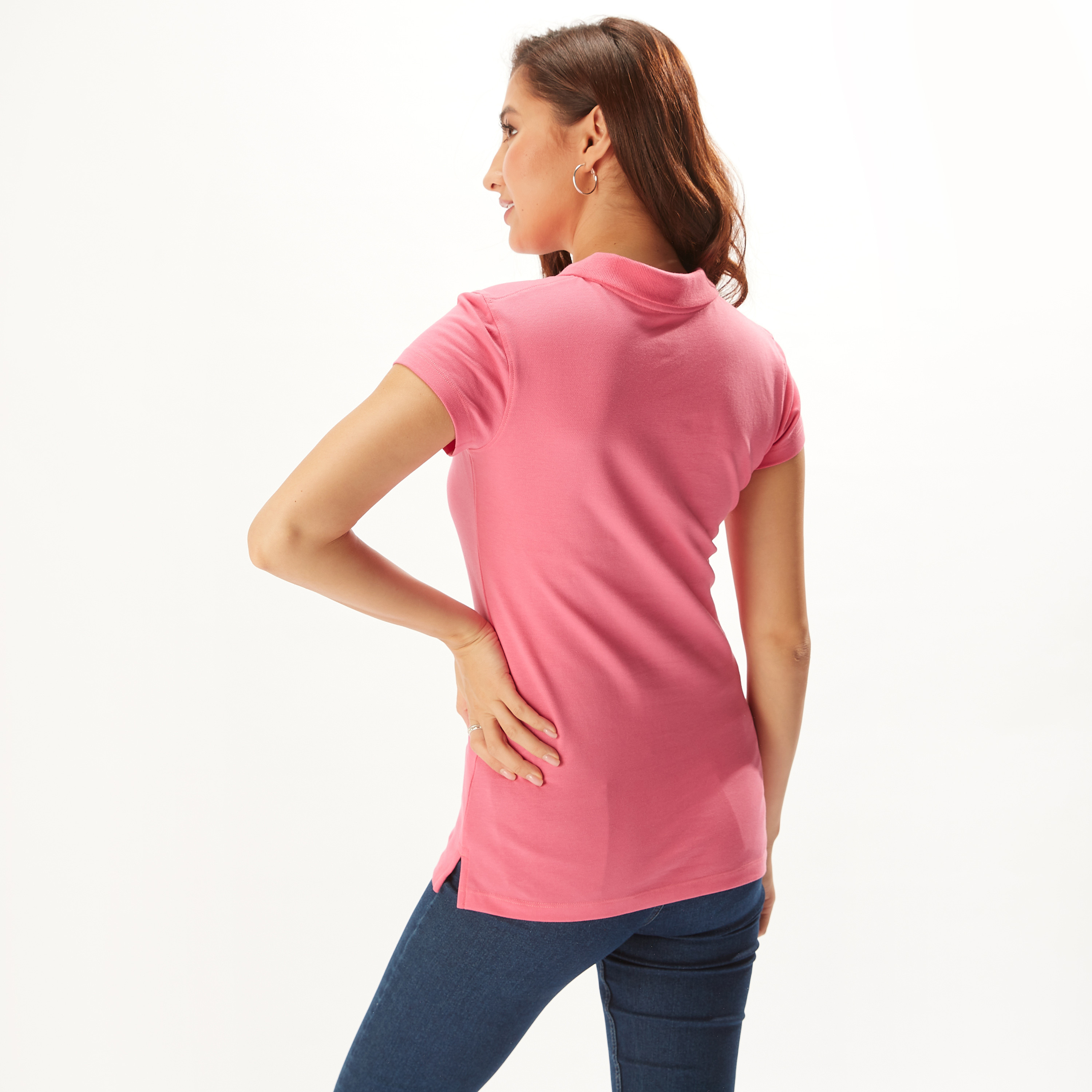 تيشيرت بولو سادة بأكمام قصيرة وأزرار-women-clothing-tshirts-image-29