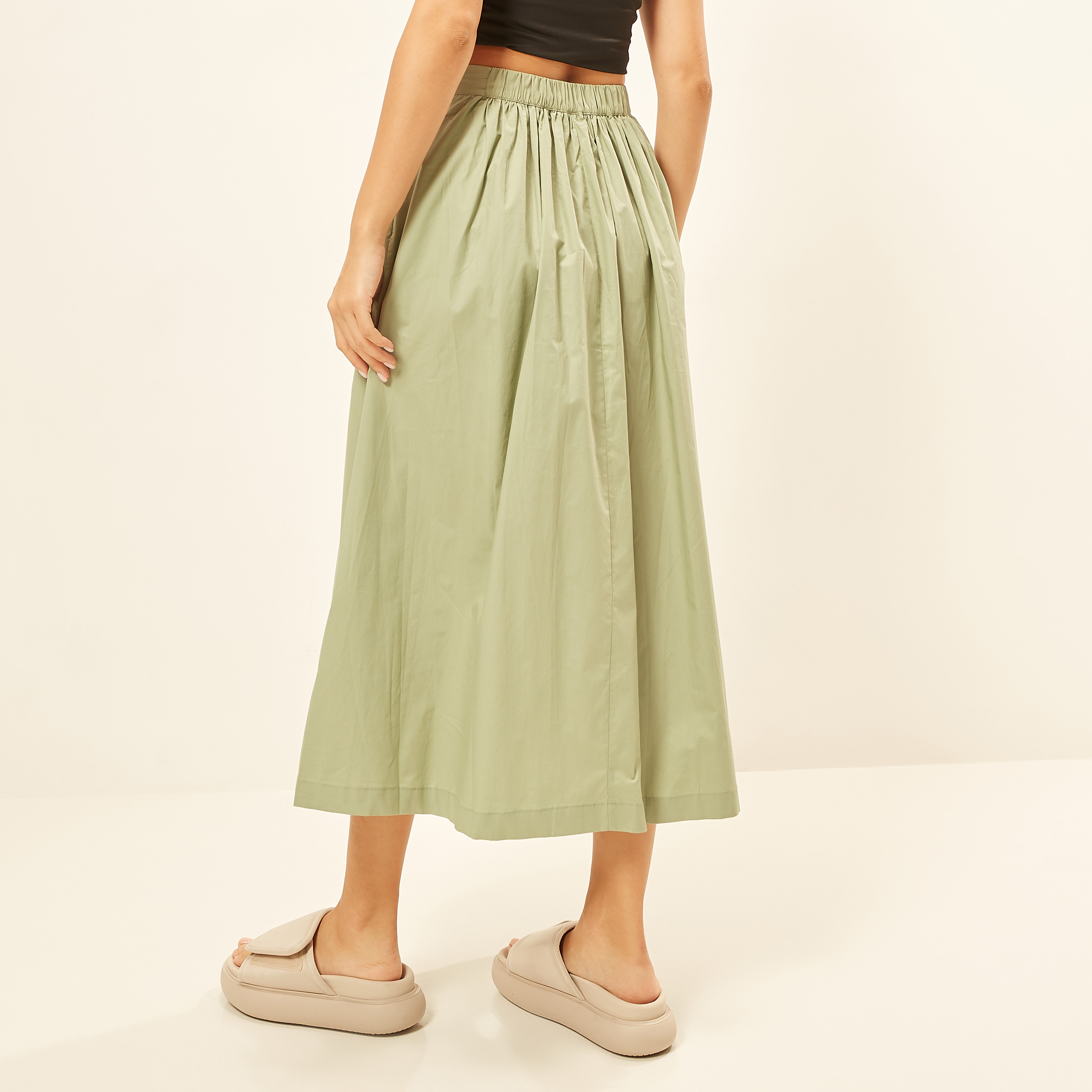 Solid Midi Skirt with Button Closure and Pocket-women-clothing-skirts-image-14