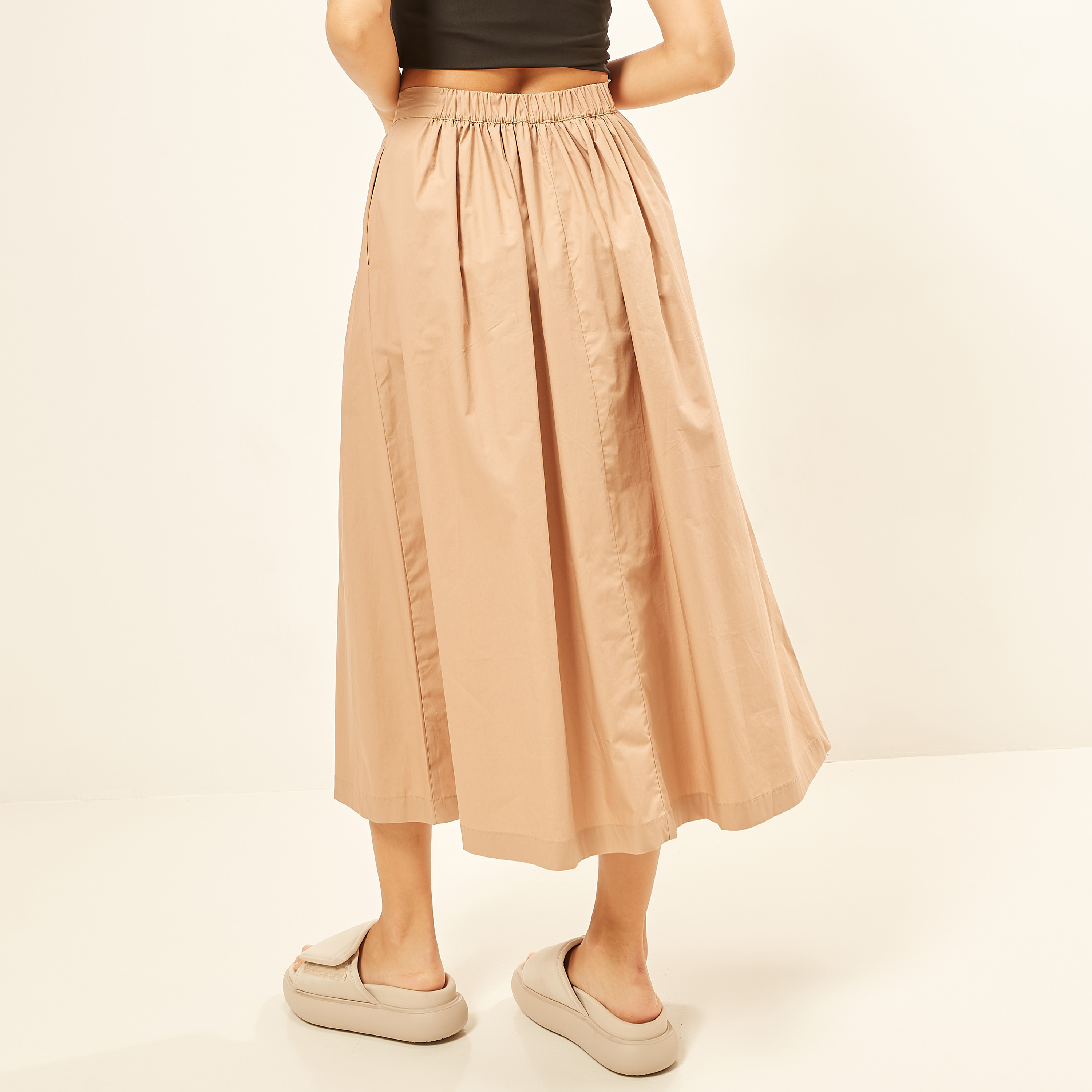 Solid Midi Skirt with Button Closure and Pocket-women-clothing-skirts-image-9