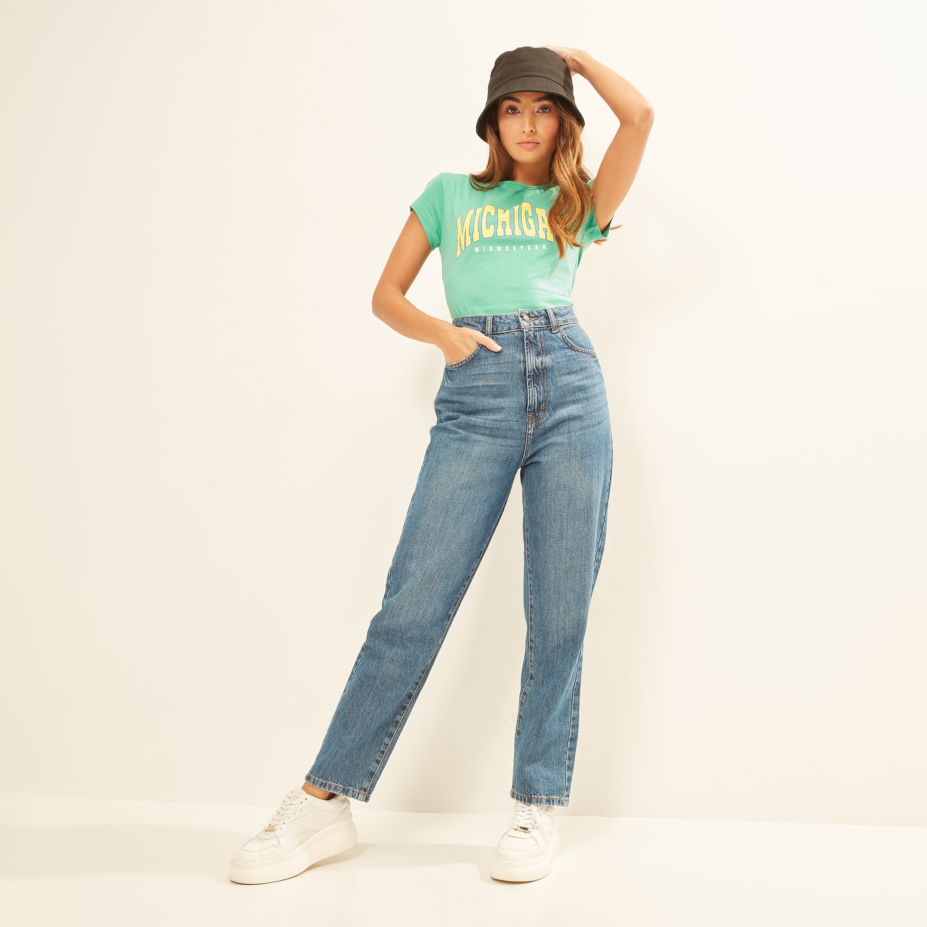 Printed Round Neck T-shirt with Short Sleeves-women-clothing-tshirts-image-4
