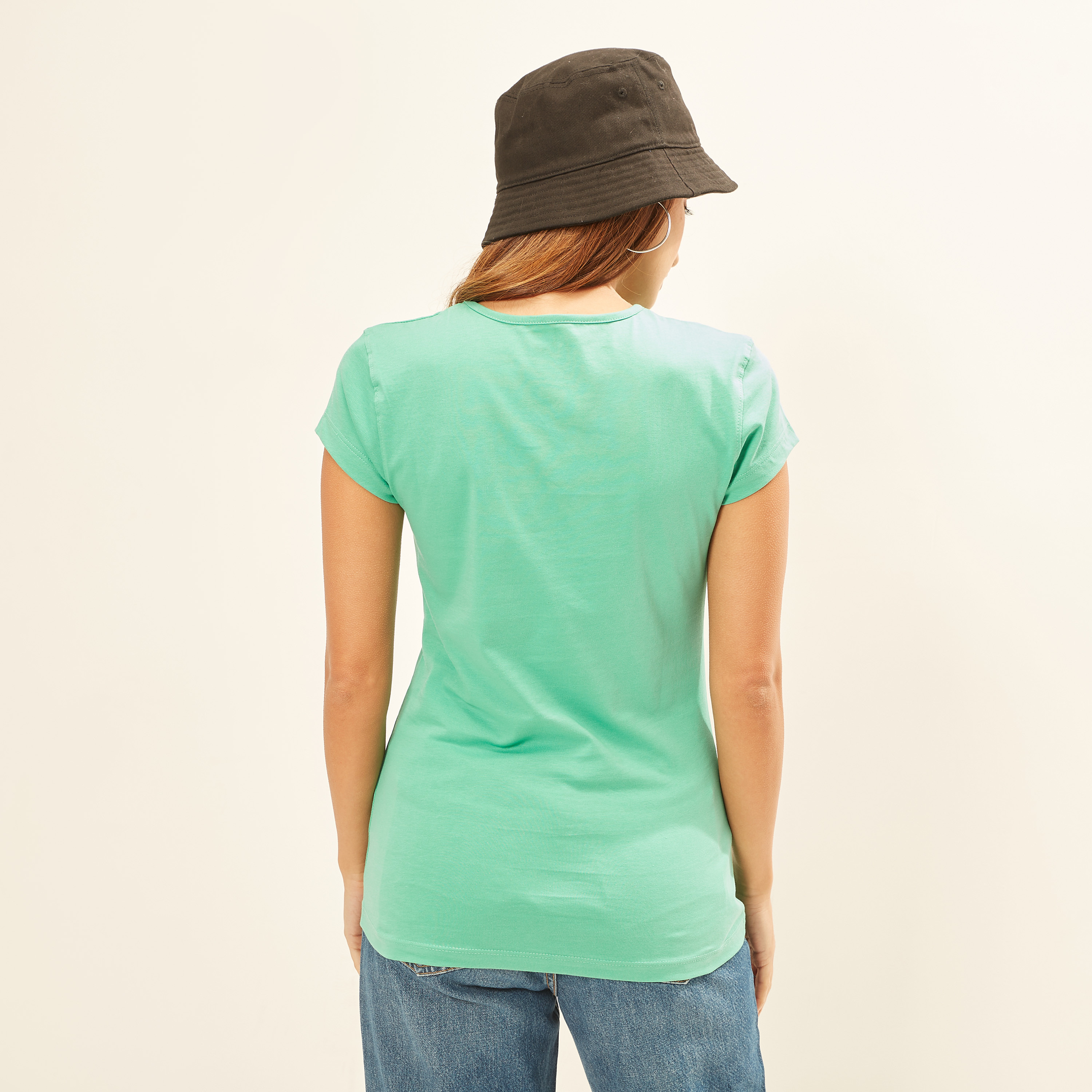 Printed Round Neck T-shirt with Short Sleeves-women-clothing-tshirts-image-5