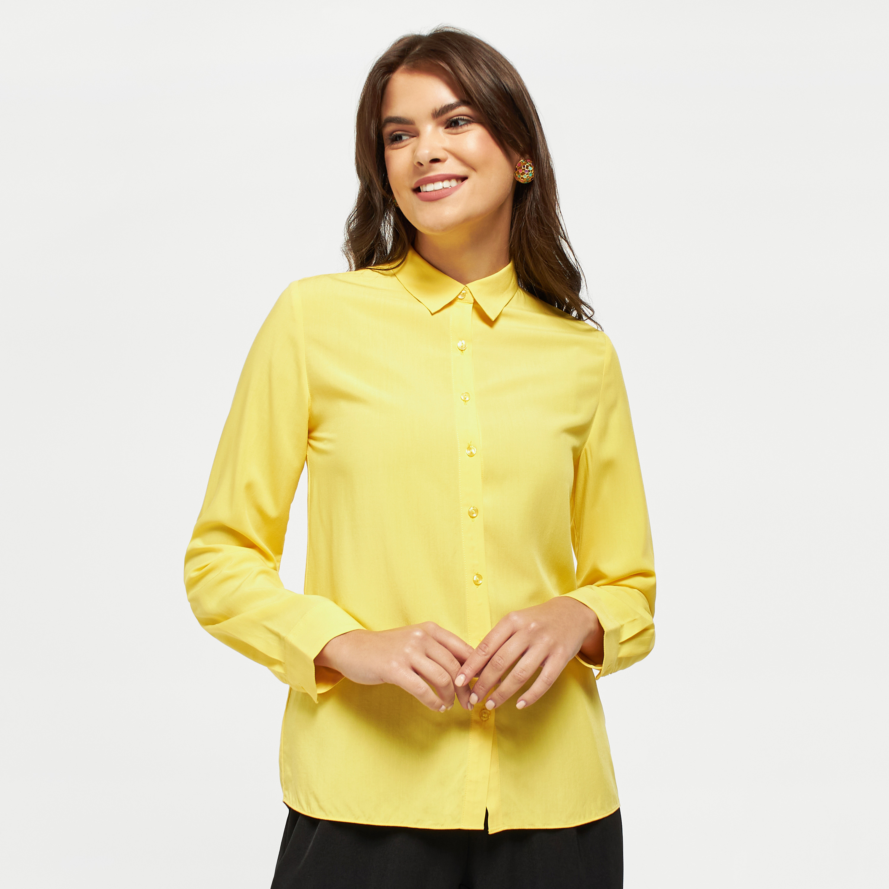 Plain yellow long sleeve shirt sale