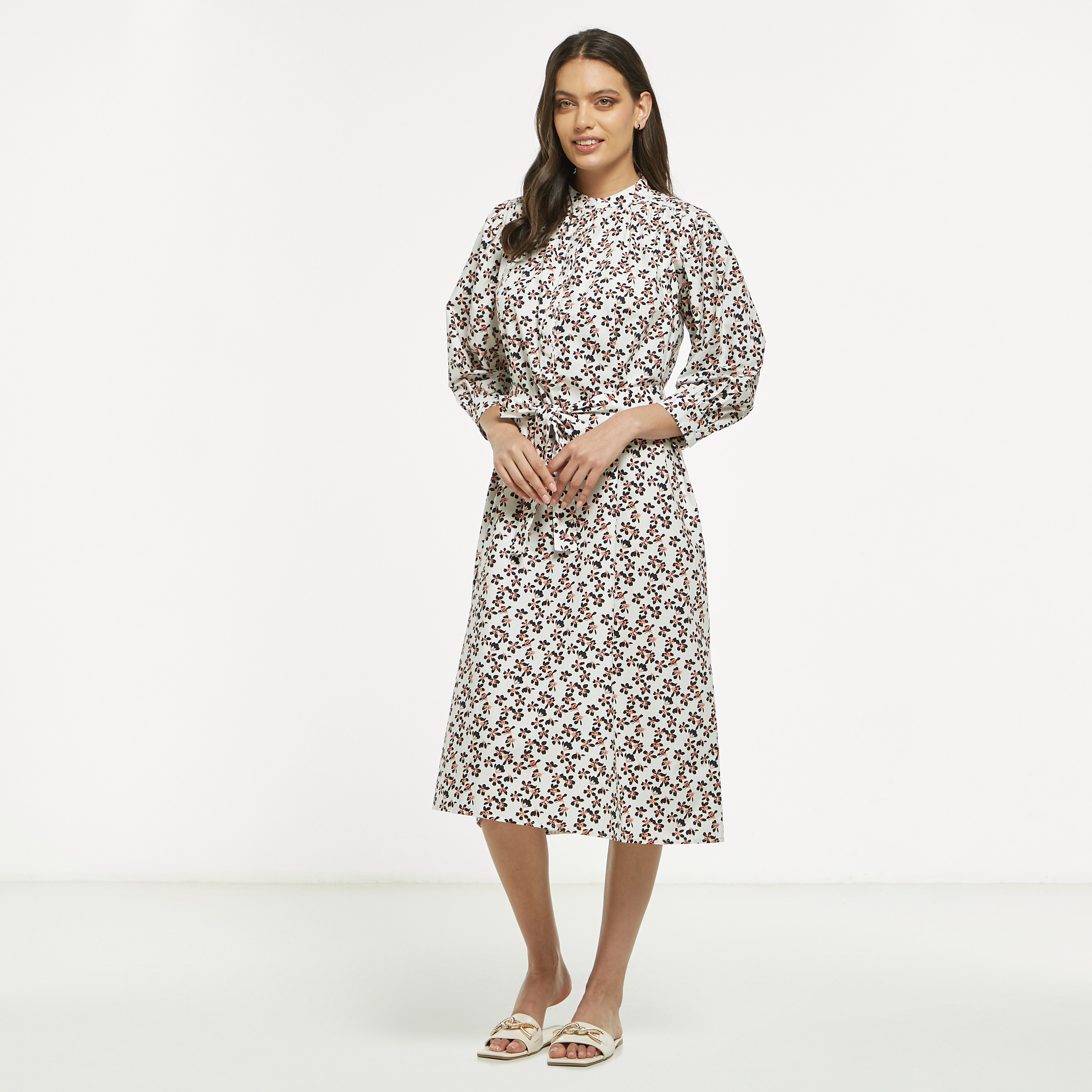 Floral print hotsell belted dress