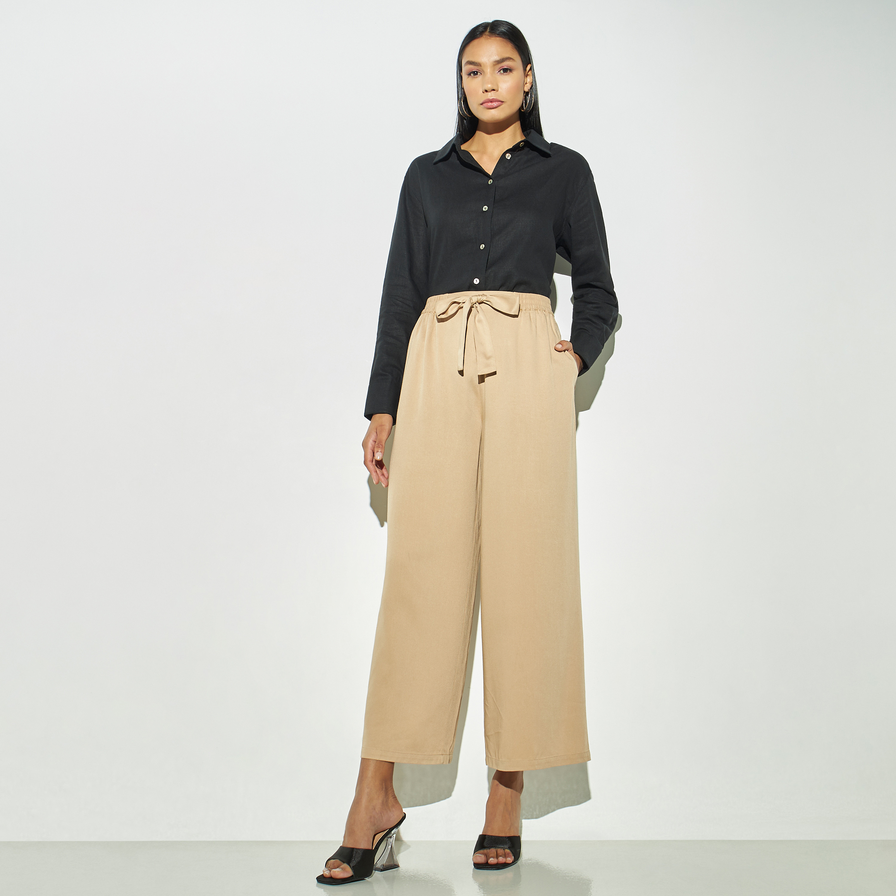 Solid Linen Shirt with Long Sleeves-women-clothing-shirtsandblouses-shirts-image-2