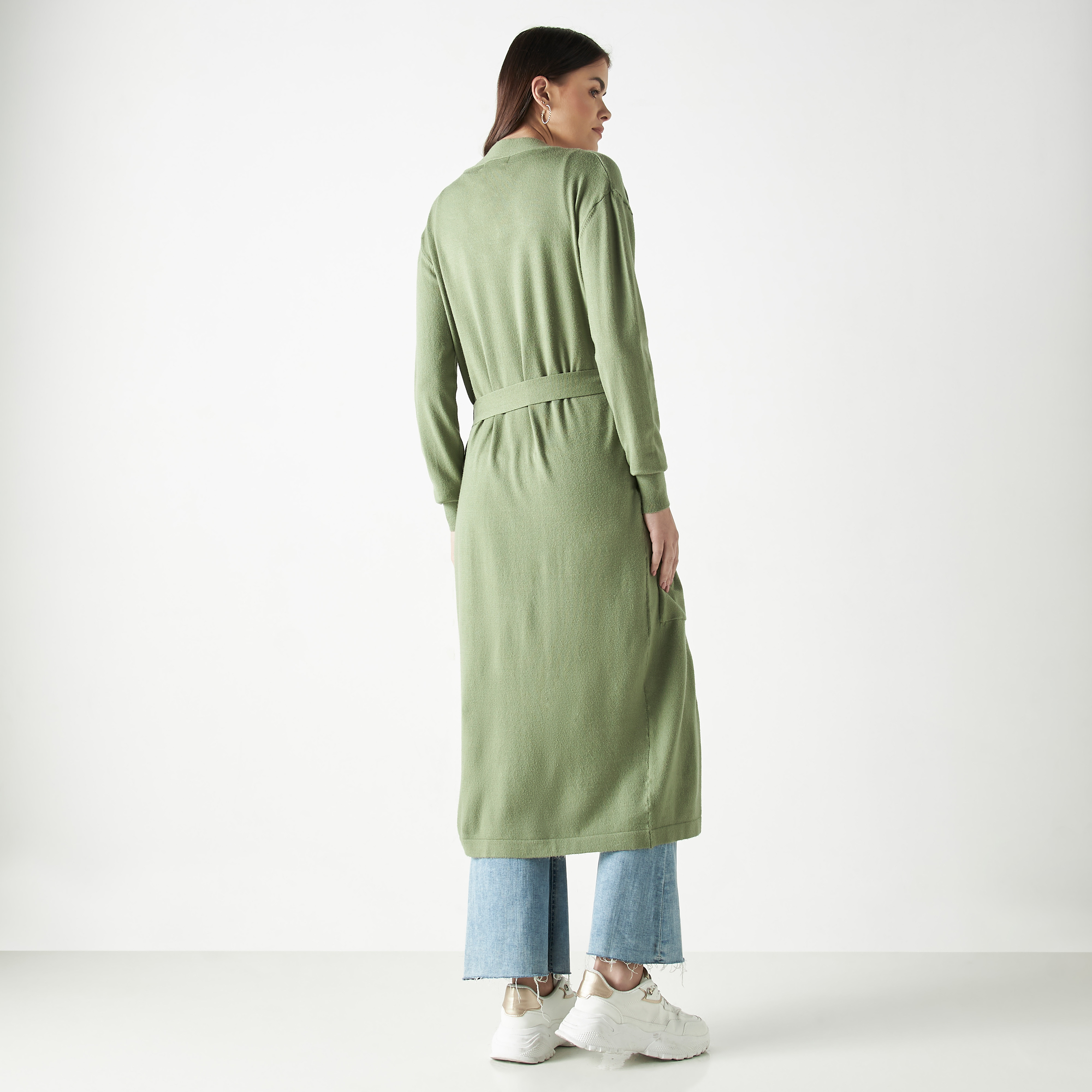 Solid Longline Shrug with Tie-Up Belt and Pockets-women-winterwear-cardigansandjumpers-cardigans-image-4