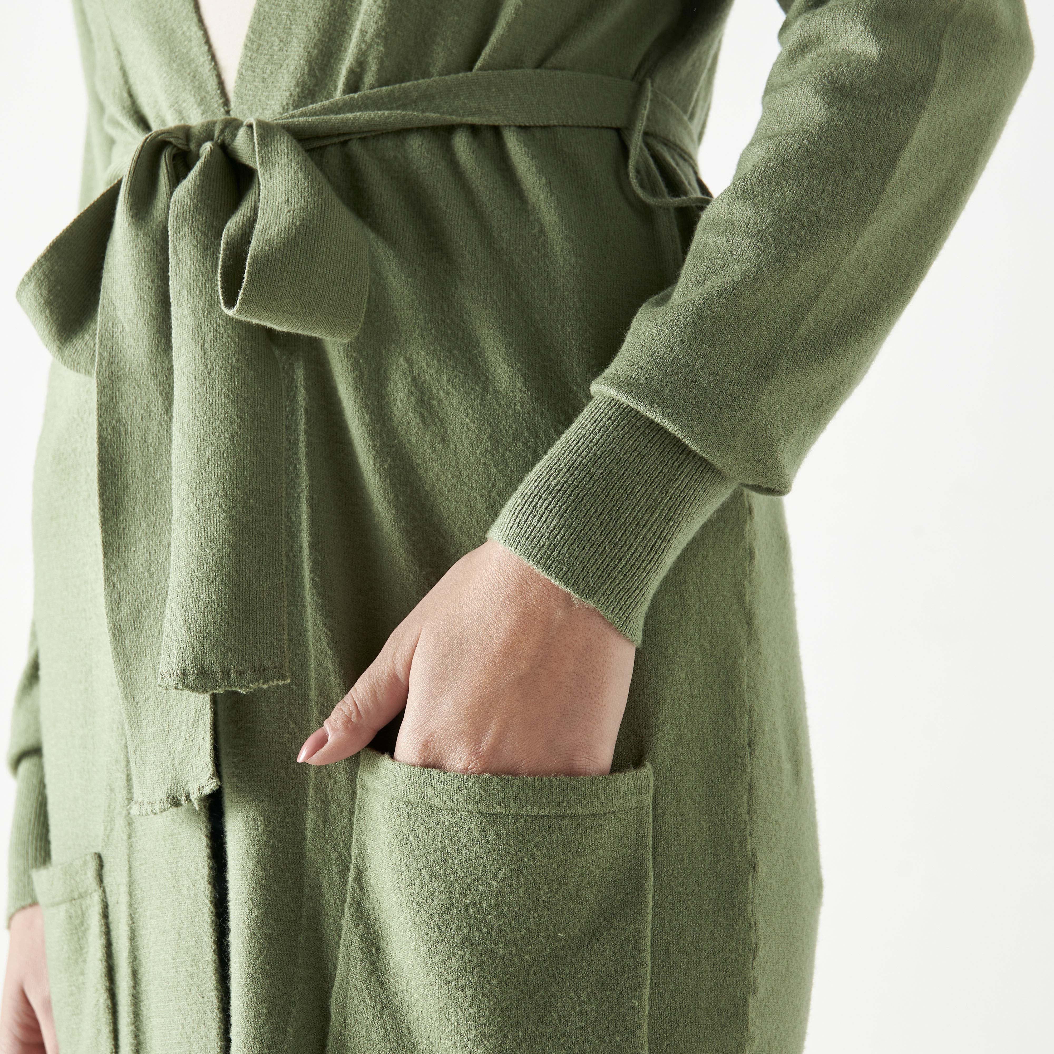 Solid Longline Shrug with Tie-Up Belt and Pockets-women-winterwear-cardigansandjumpers-cardigans-image-5