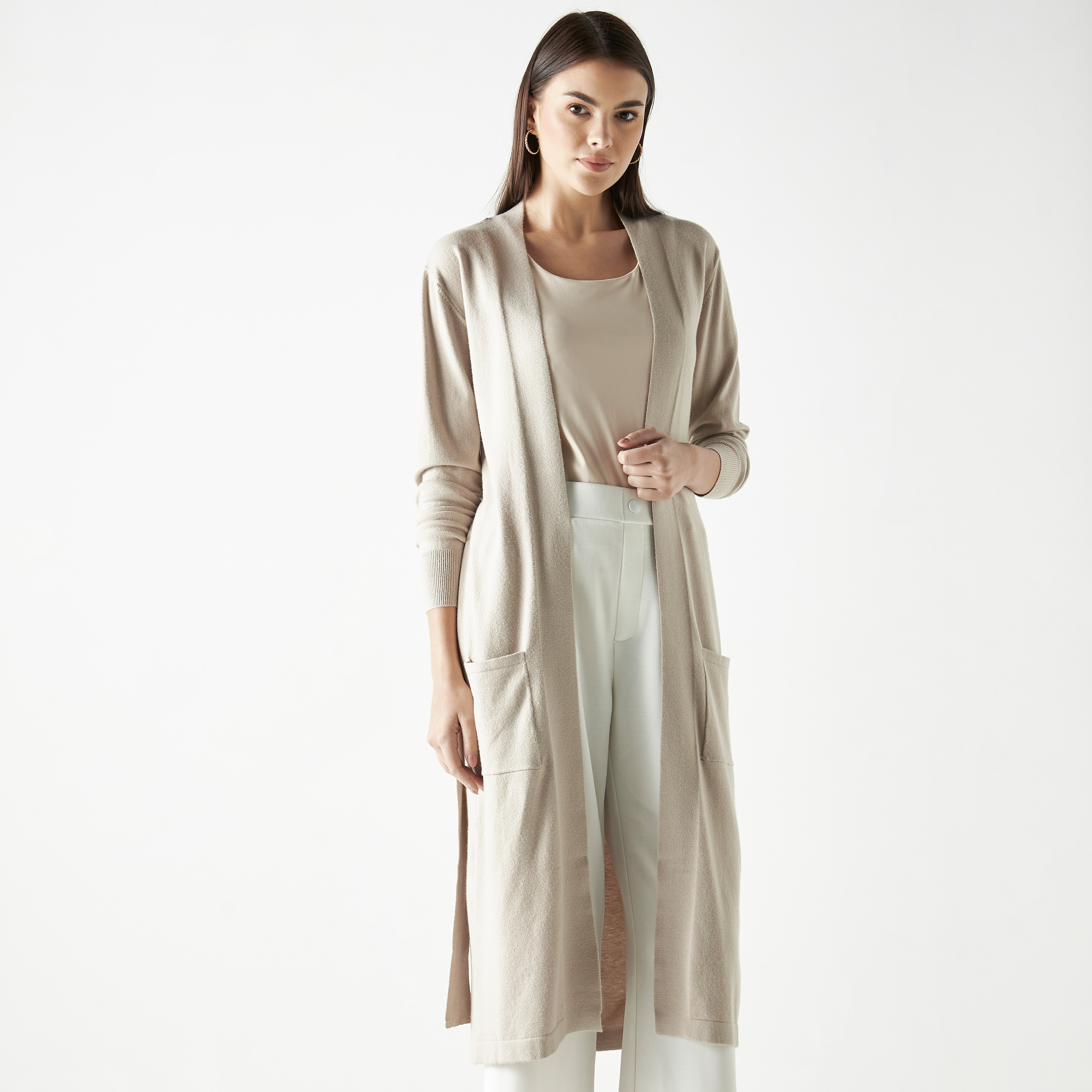 Solid Longline Shrug with Tie-Up Belt and Pockets-women-winterwear-cardigansandjumpers-cardigans-image-6