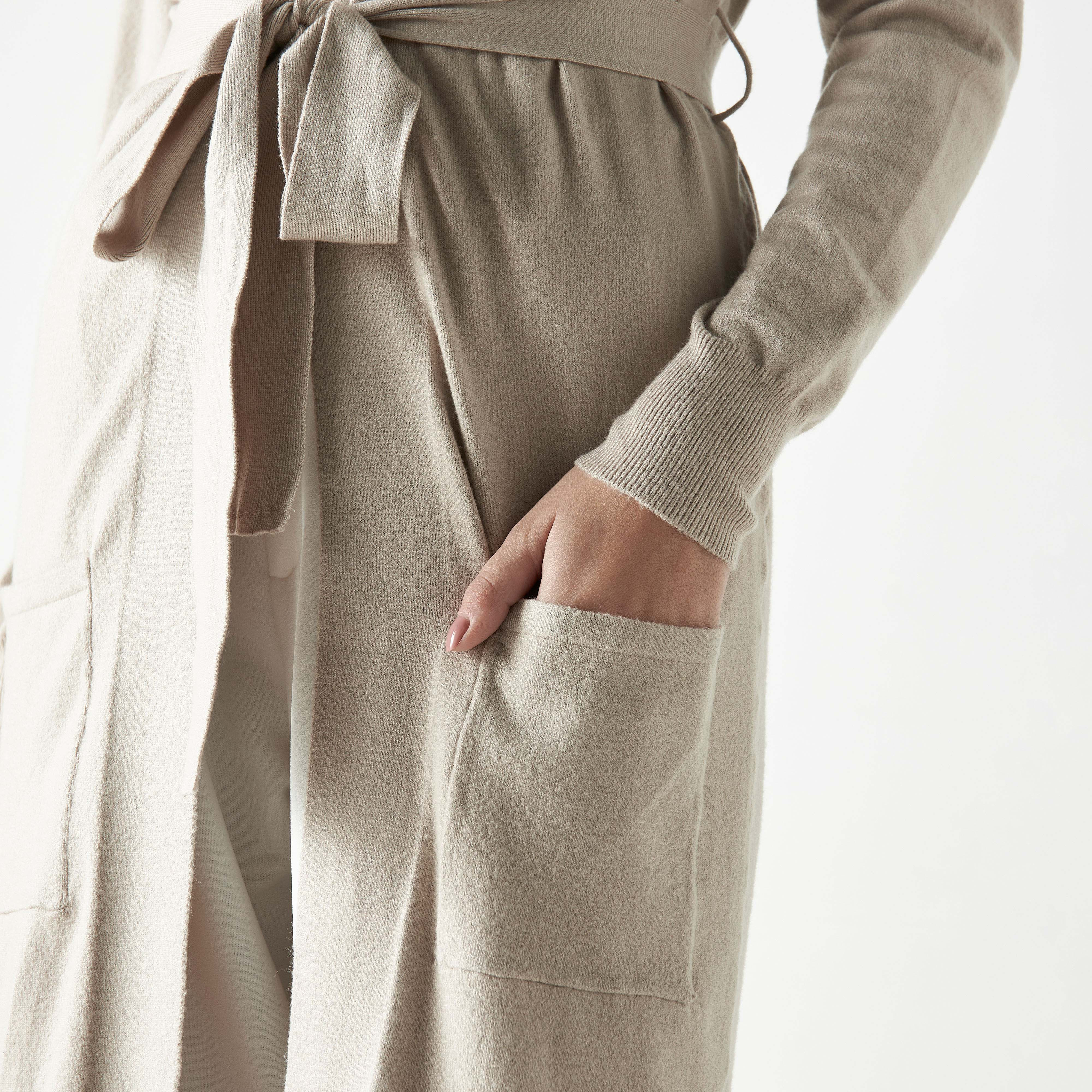 Solid Longline Shrug with Tie-Up Belt and Pockets-women-winterwear-cardigansandjumpers-cardigans-image-10