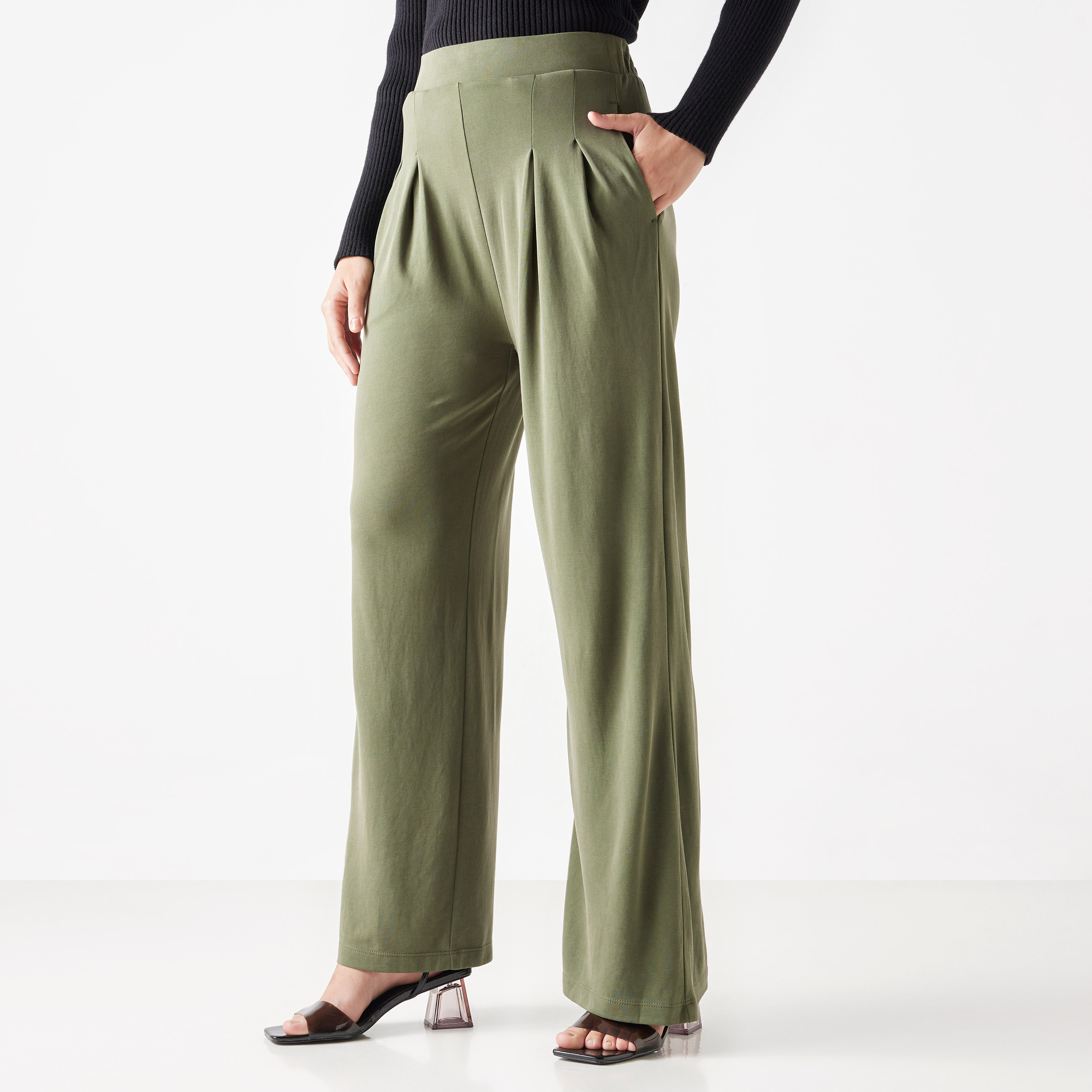 Buy Women s Pleated Palazzo Pants with Pockets and Semi