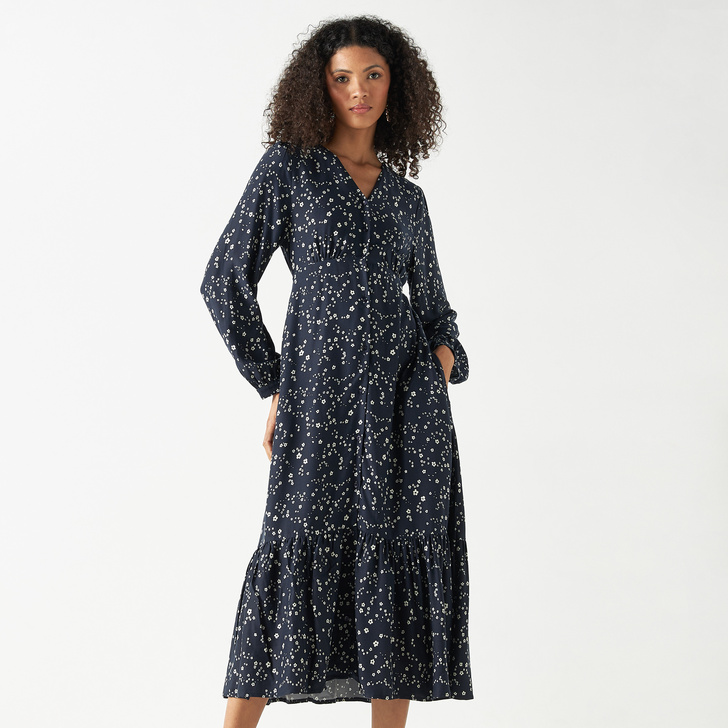 Floral print button down dress hotsell