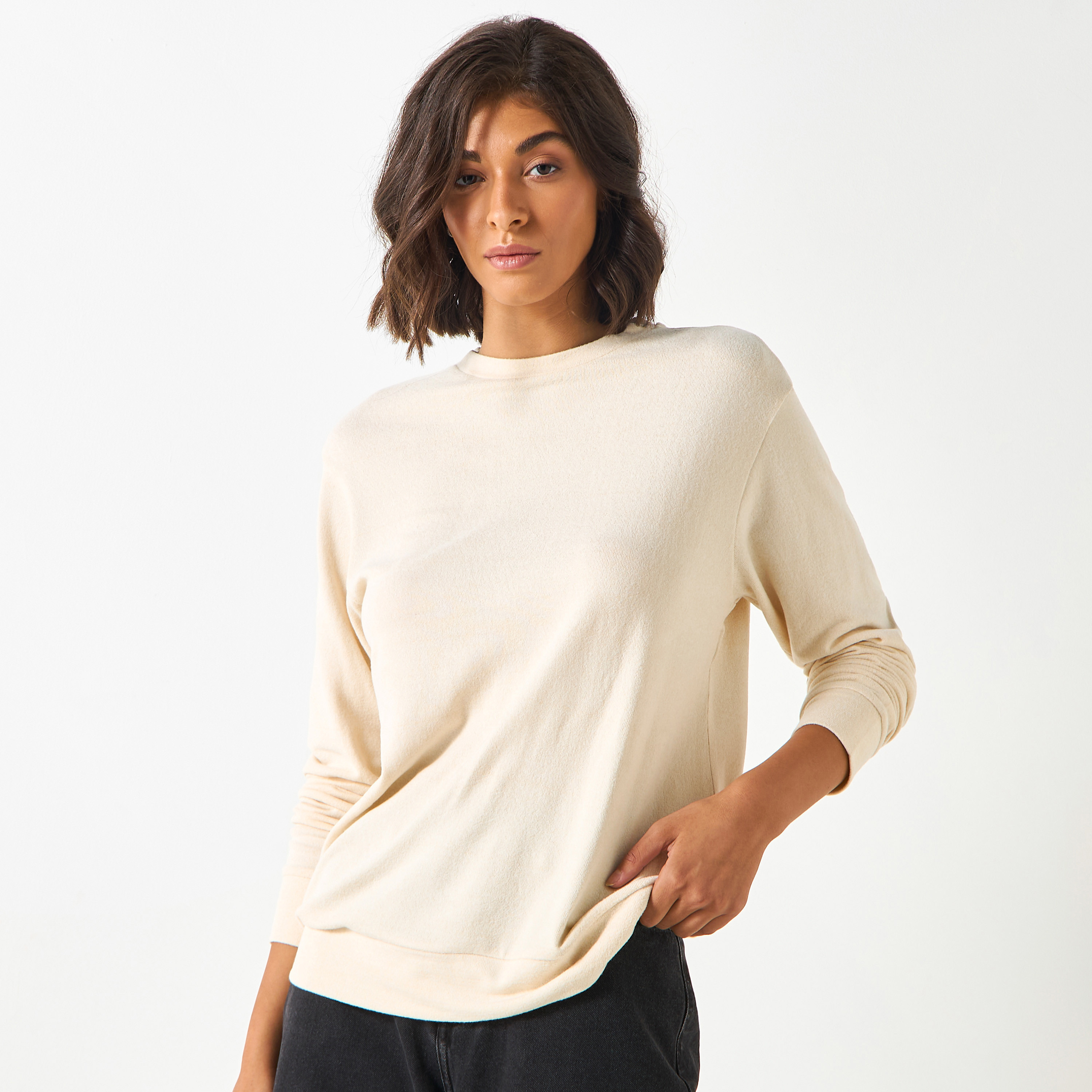 Shop Relaxed Fit Soft Touch Sweatshirt with Long Sleeves Online Splash UAE