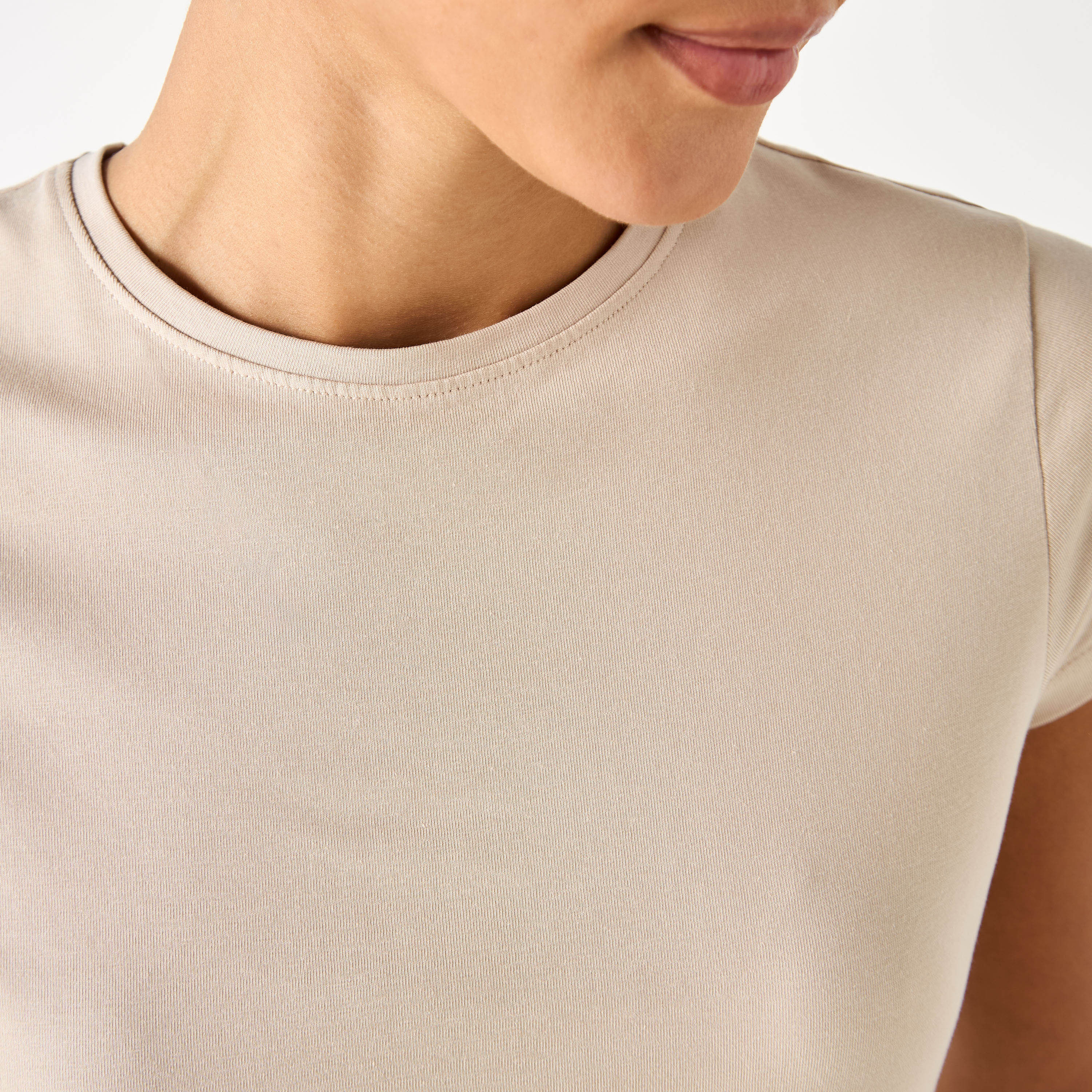 Slim Fit Crew Neck T-shirt with Short Sleeves-women-clothing-plussize-tshirts-image-5