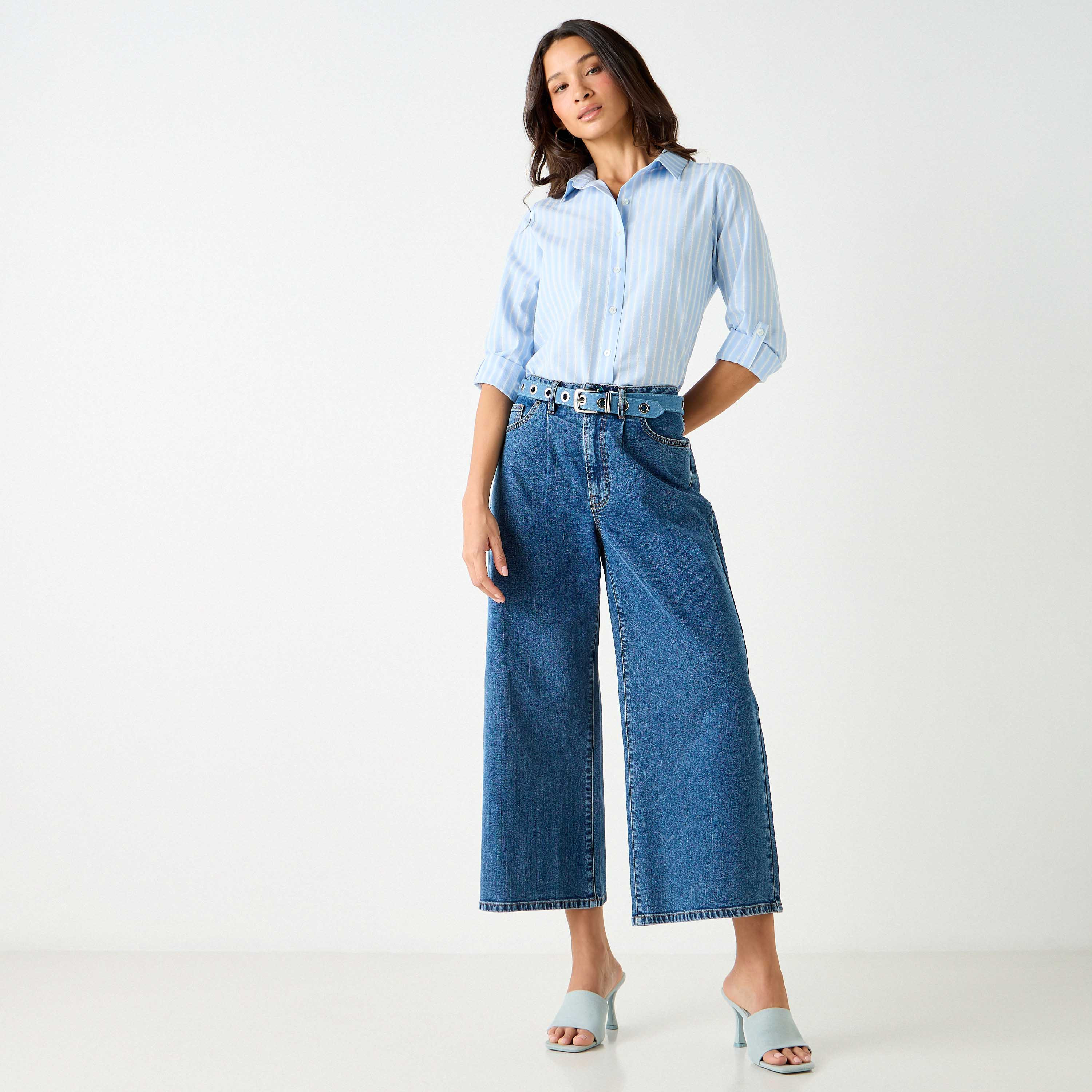 قميص مخطط بقصّة عادية وأكمام طويلة-women-clothing-shirtsandblouses-shirts-image-10