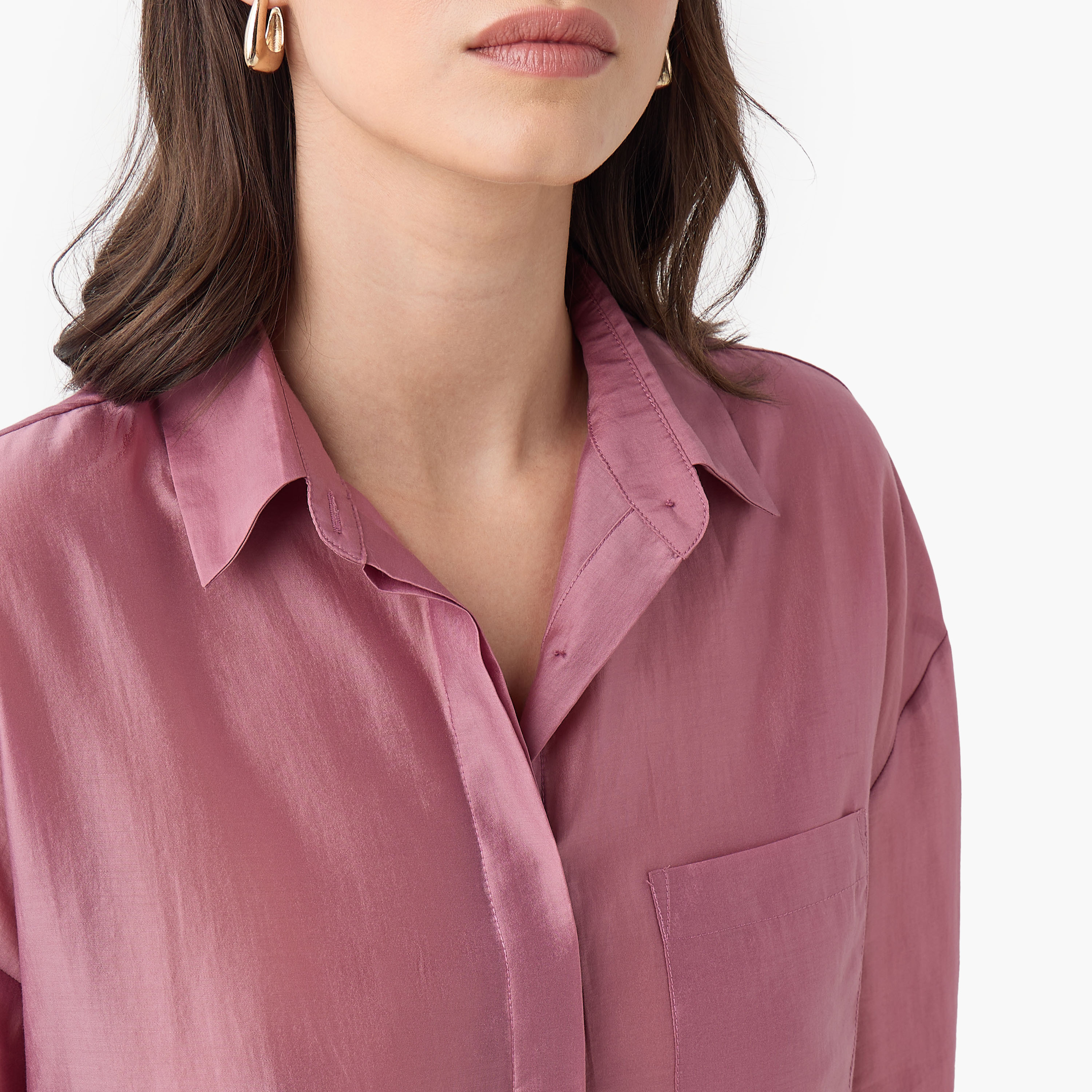 Relaxed Fit High Low Shirt with 3/4 Sleeves-women-clothing-shirtsandblouses-shirts-image-4