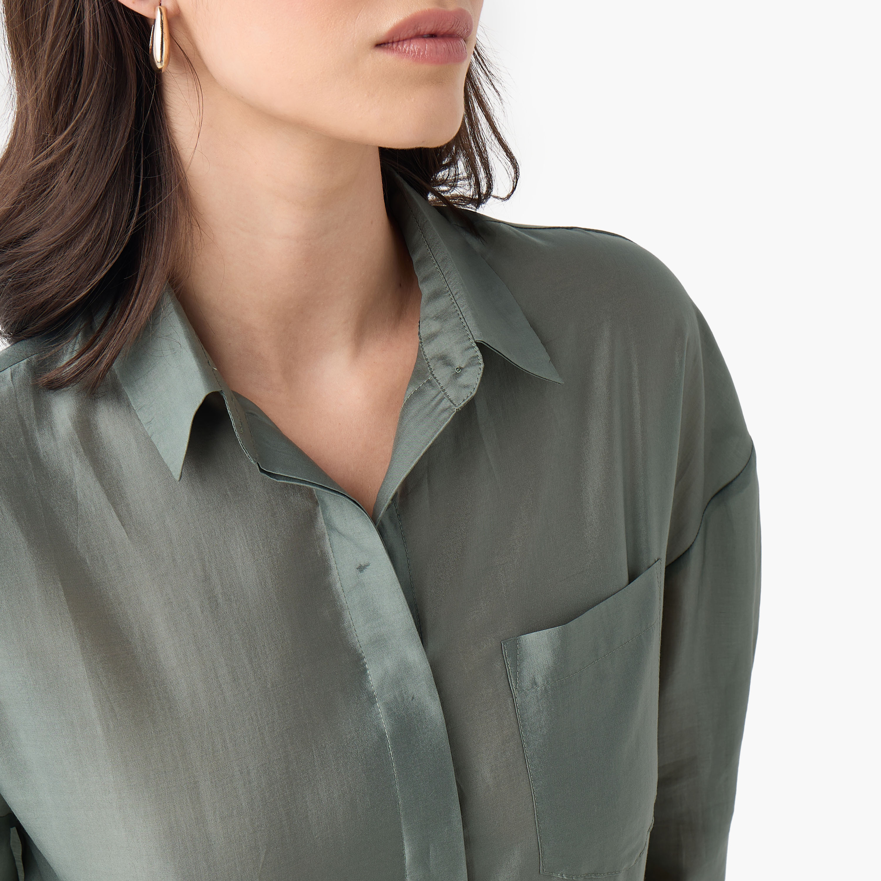 Relaxed Fit High Low Shirt with 3/4 Sleeves-women-clothing-shirtsandblouses-shirts-image-4