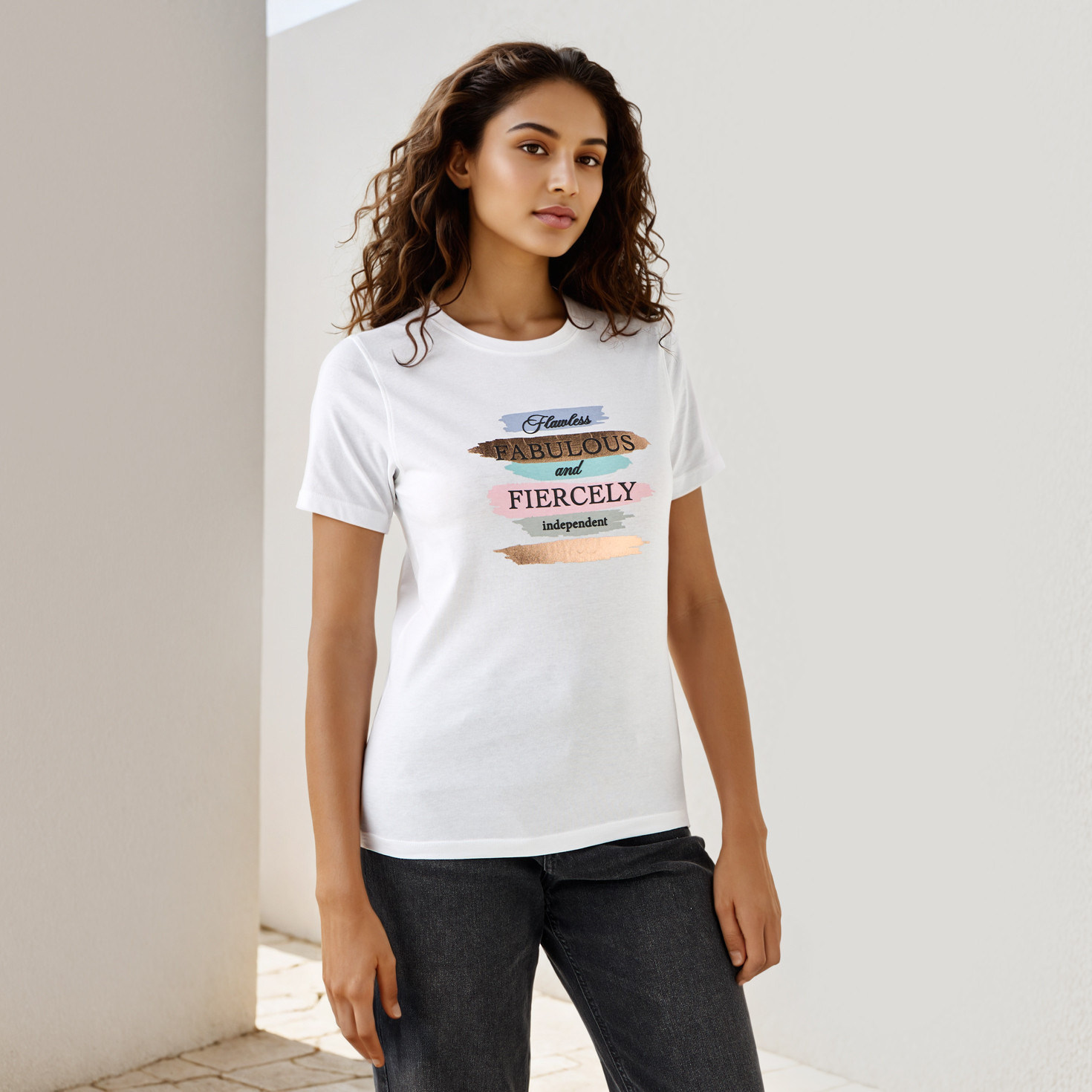 Slogan Print T-shirt-women-clothing-tshirts-image-1