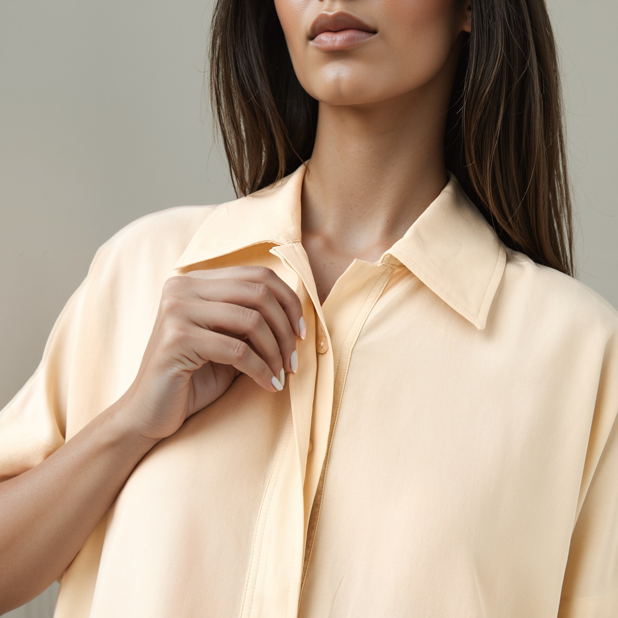 Relaxed Fit Linen Blend Shirt Dress with Pockets and Slits-women-clothing-dresses-image-4