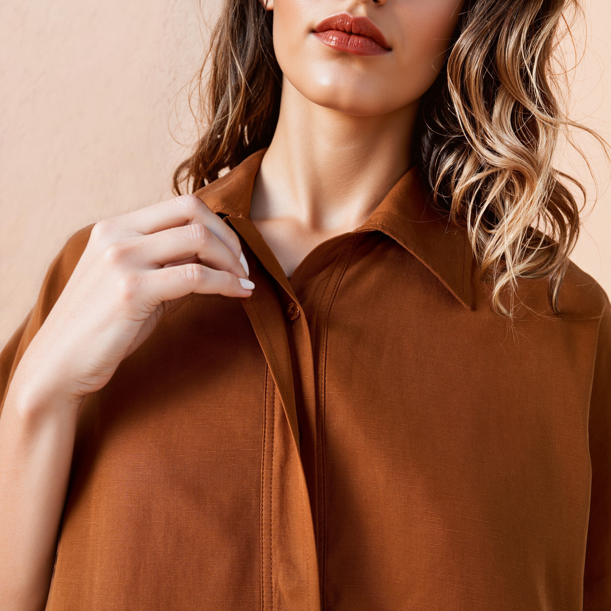Relaxed Fit Linen Blend Shirt Dress with Pockets and Slits-women-clothing-dresses-image-4