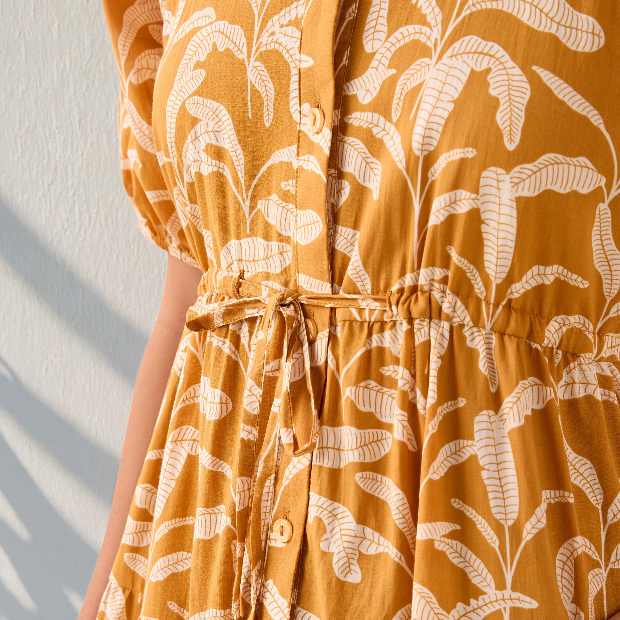 Printed Tiered Lace Insert Cotton Dress with Pockets-women-clothing-dresses-image-4